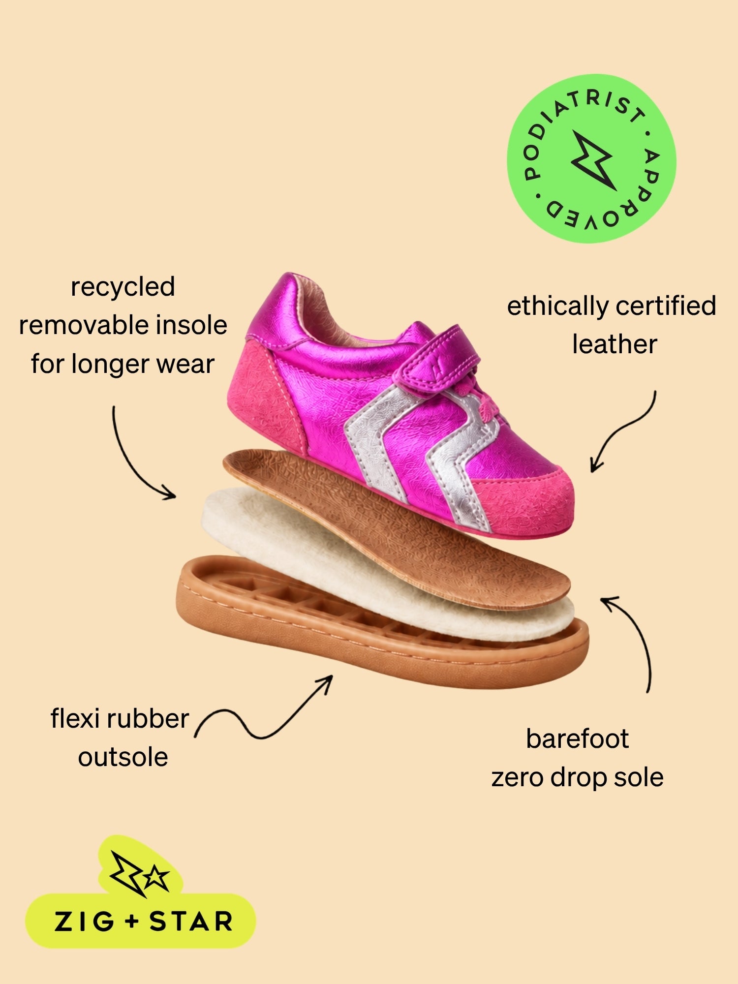 Jett Infant Barefoot Shoe Hot Pink Metallic