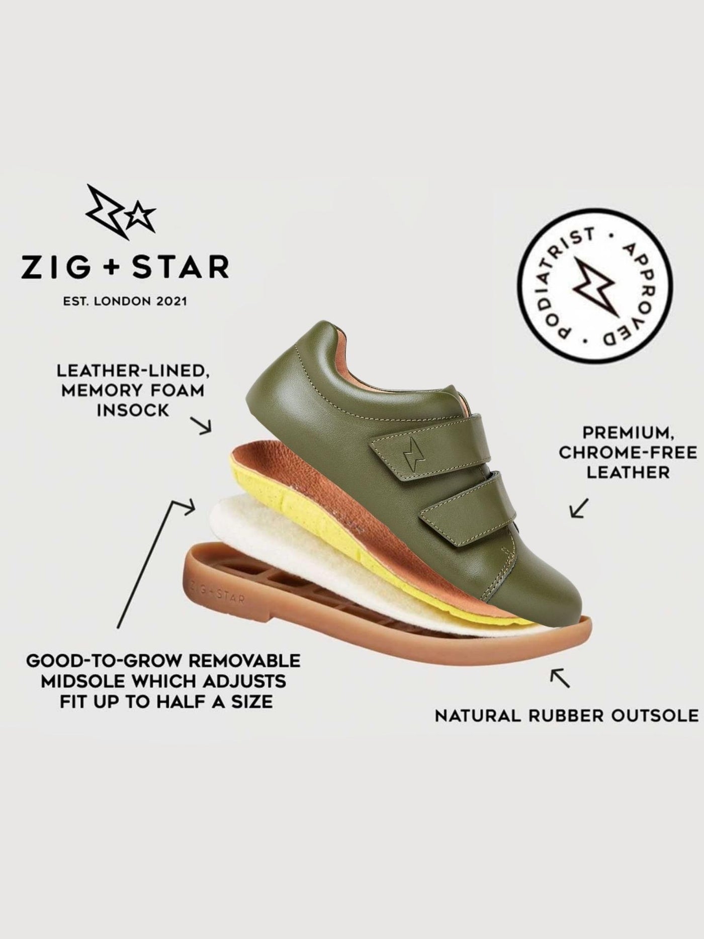 Atomic Junior Kids' Shoe Khaki – Zig and Star