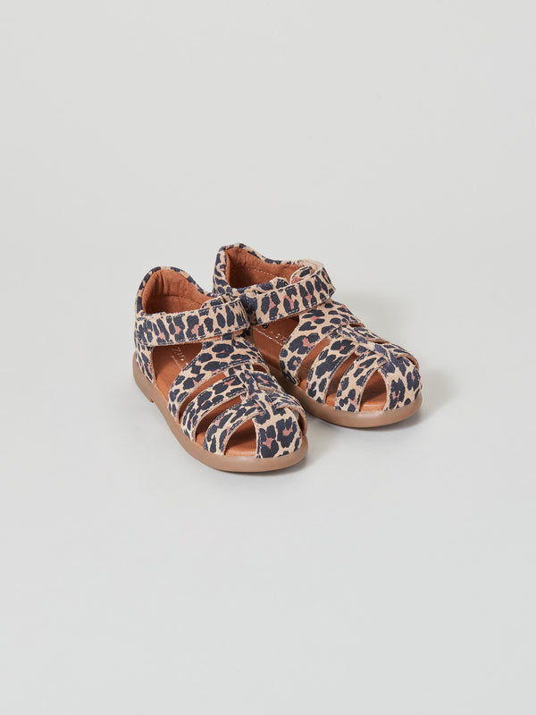 Cosmic Infant Closed-Toe Sandal Natural Animal pair
