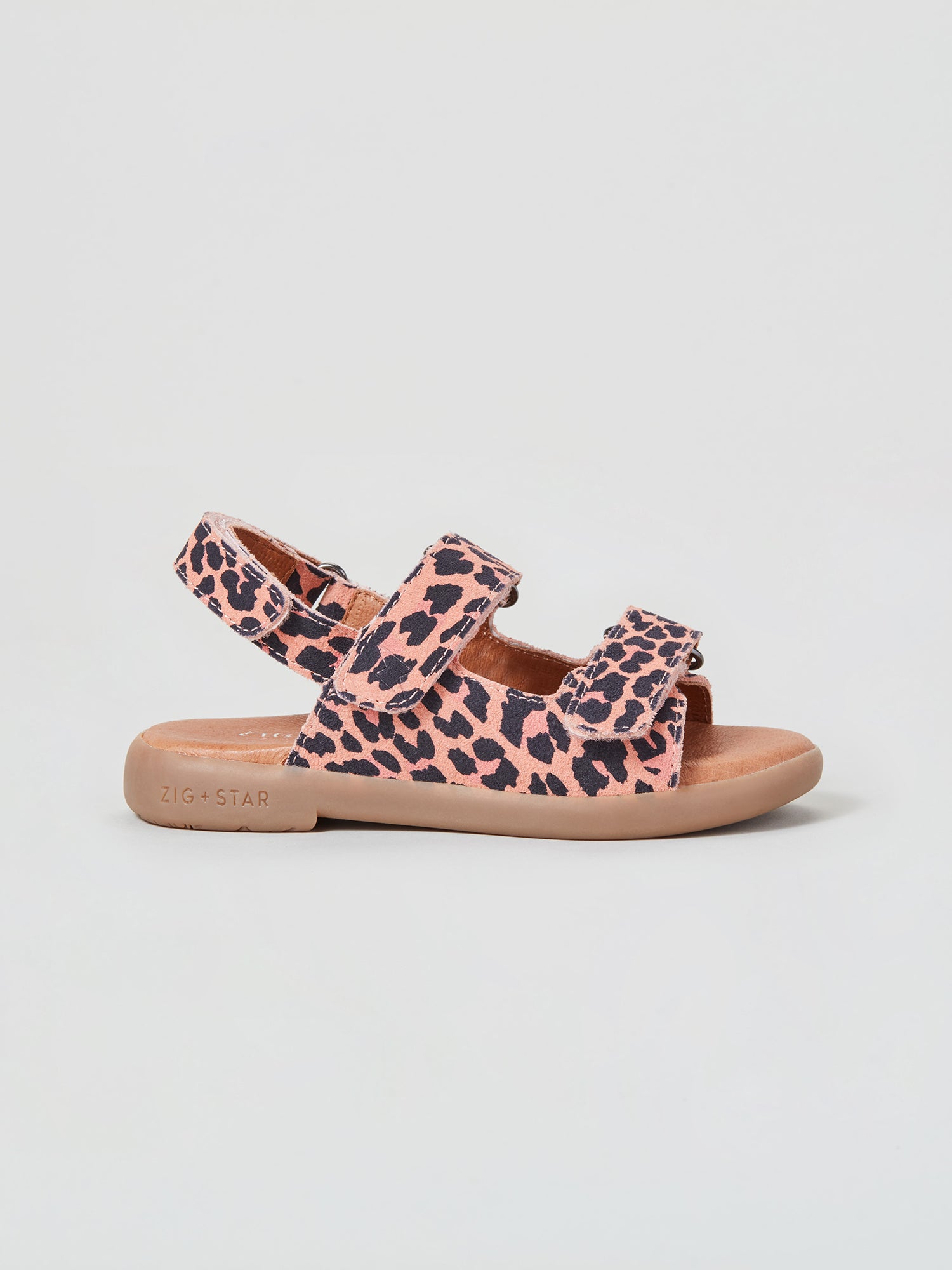 ZIG AND STAR SOLAR INFANT SANDAL PINK ANIMAL SIDE